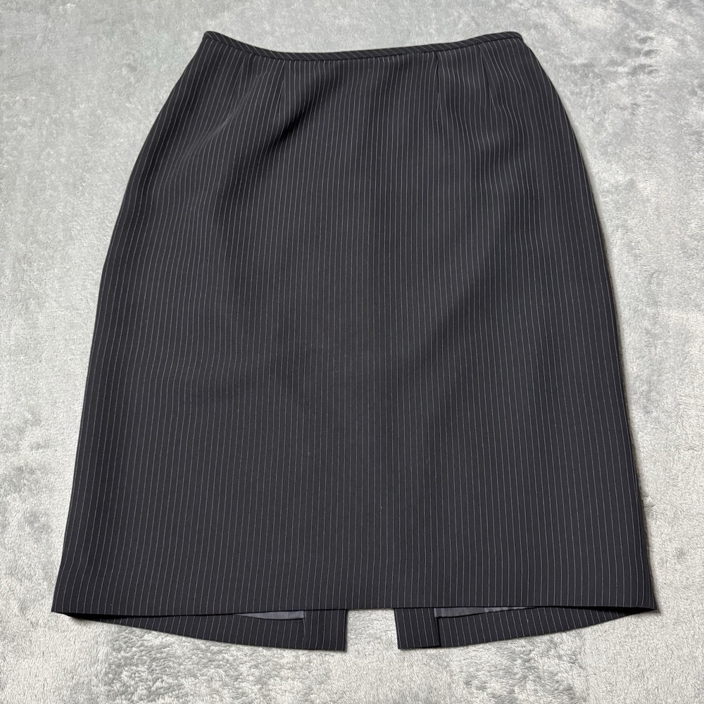 VTG Y2K Pinstripe Back Slit Skirt Size 4P Grunge Goth Whimsy Preppy Casual